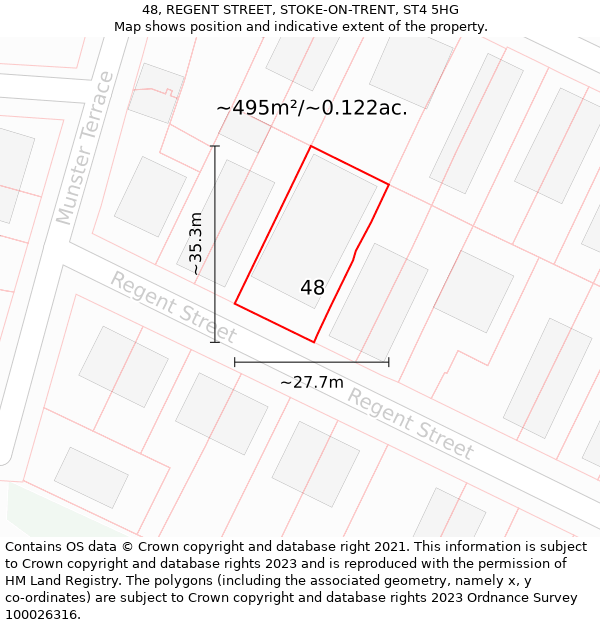 48, REGENT STREET, STOKE-ON-TRENT, ST4 5HG: Plot and title map