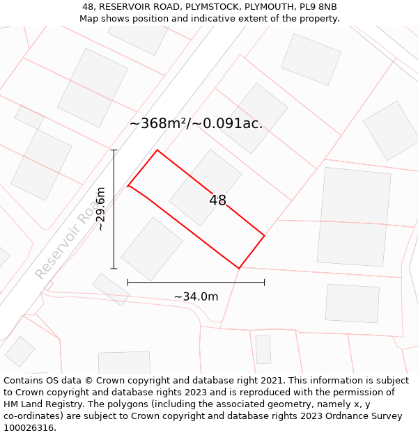 48, RESERVOIR ROAD, PLYMSTOCK, PLYMOUTH, PL9 8NB: Plot and title map