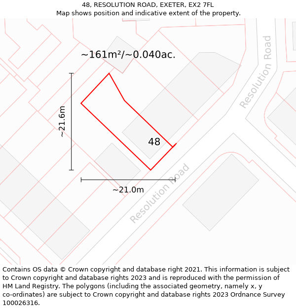 48, RESOLUTION ROAD, EXETER, EX2 7FL: Plot and title map