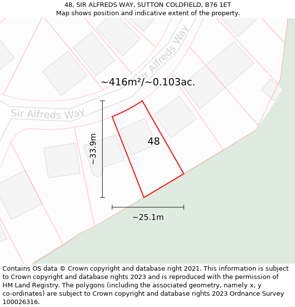 48, SIR ALFREDS WAY, SUTTON COLDFIELD, B76 1ET: Plot and title map