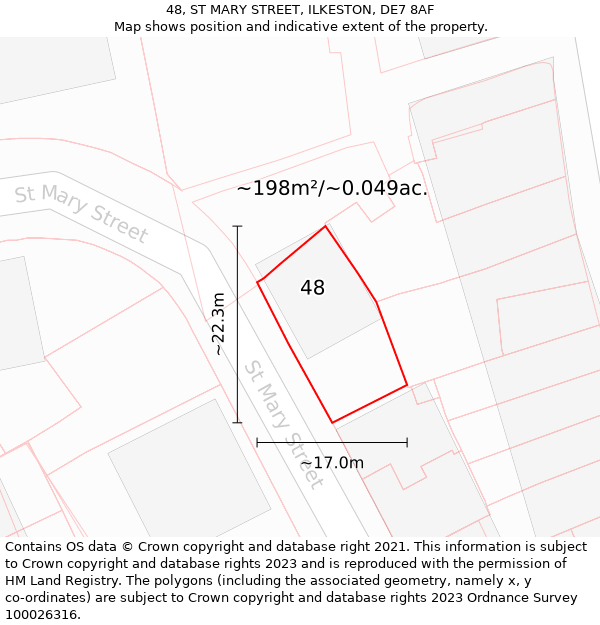 48, ST MARY STREET, ILKESTON, DE7 8AF: Plot and title map