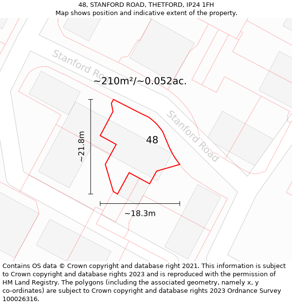 48, STANFORD ROAD, THETFORD, IP24 1FH: Plot and title map