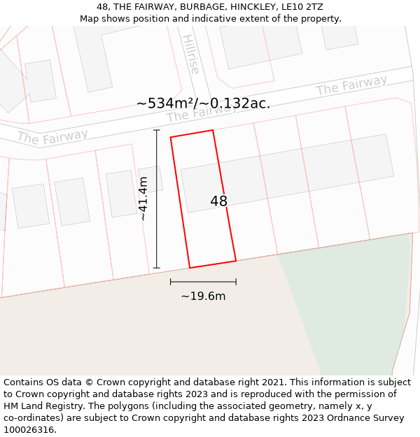 48, THE FAIRWAY, BURBAGE, HINCKLEY, LE10 2TZ: Plot and title map