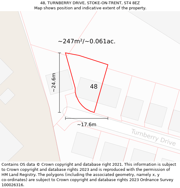 48, TURNBERRY DRIVE, STOKE-ON-TRENT, ST4 8EZ: Plot and title map
