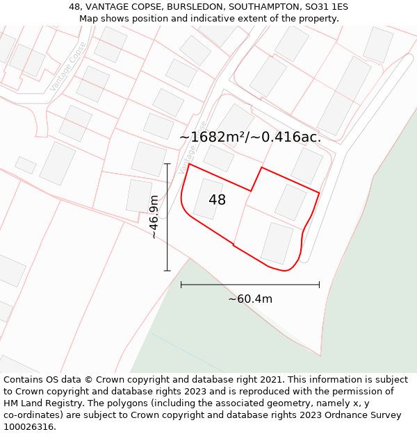 48, VANTAGE COPSE, BURSLEDON, SOUTHAMPTON, SO31 1ES: Plot and title map