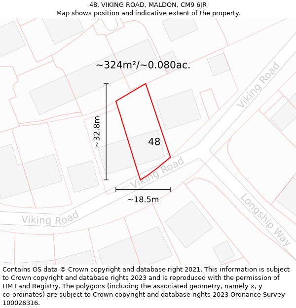 48, VIKING ROAD, MALDON, CM9 6JR: Plot and title map