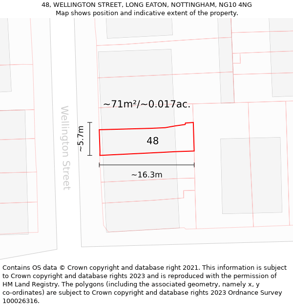 48, WELLINGTON STREET, LONG EATON, NOTTINGHAM, NG10 4NG: Plot and title map