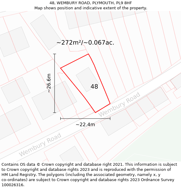 48, WEMBURY ROAD, PLYMOUTH, PL9 8HF: Plot and title map