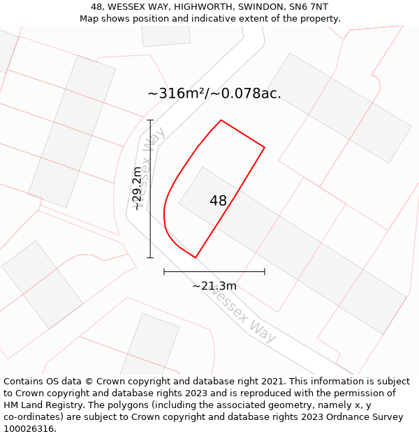 48, WESSEX WAY, HIGHWORTH, SWINDON, SN6 7NT: Plot and title map