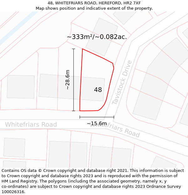 48, WHITEFRIARS ROAD, HEREFORD, HR2 7XF: Plot and title map