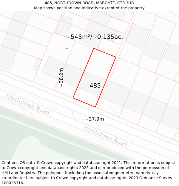 485, NORTHDOWN ROAD, MARGATE, CT9 3HD: Plot and title map