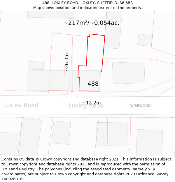 488, LOXLEY ROAD, LOXLEY, SHEFFIELD, S6 6RS: Plot and title map