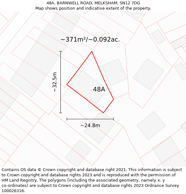 48A, BARNWELL ROAD, MELKSHAM, SN12 7DG: Plot and title map