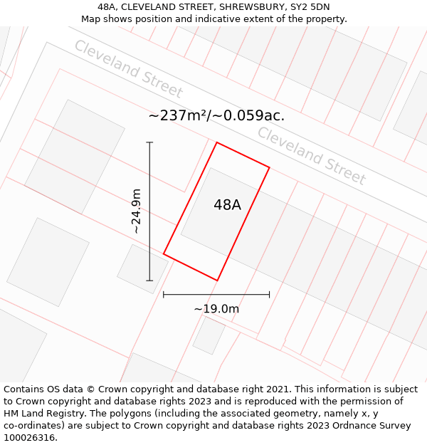 48A, CLEVELAND STREET, SHREWSBURY, SY2 5DN: Plot and title map