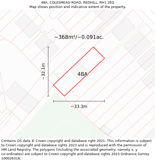 48A, COLESMEAD ROAD, REDHILL, RH1 2EQ: Plot and title map