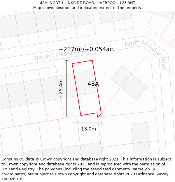 48A, NORTH LINKSIDE ROAD, LIVERPOOL, L25 9NT: Plot and title map