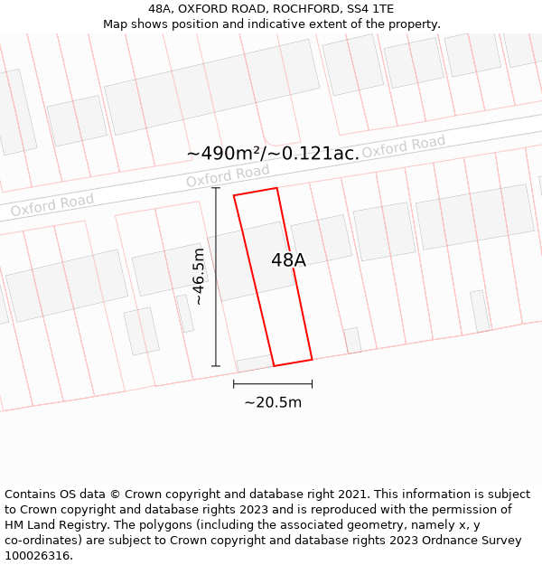 48A, OXFORD ROAD, ROCHFORD, SS4 1TE: Plot and title map