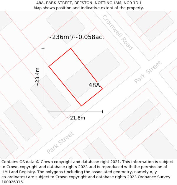 48A, PARK STREET, BEESTON, NOTTINGHAM, NG9 1DH: Plot and title map