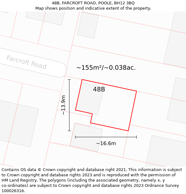 48B, FARCROFT ROAD, POOLE, BH12 3BQ: Plot and title map