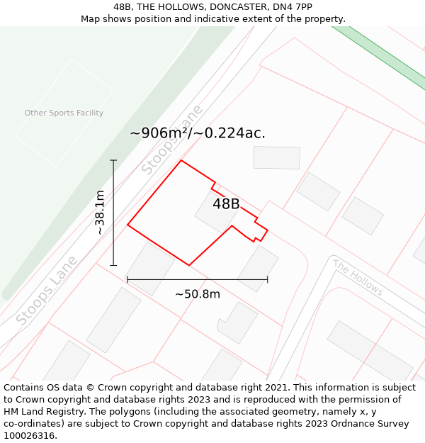 48B, THE HOLLOWS, DONCASTER, DN4 7PP: Plot and title map