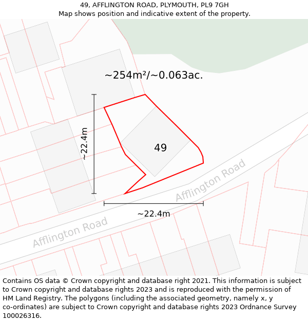 49, AFFLINGTON ROAD, PLYMOUTH, PL9 7GH: Plot and title map