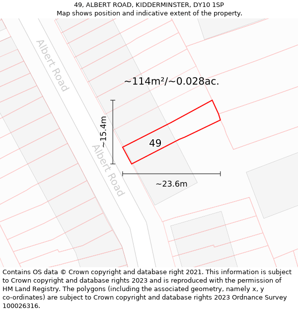 49, ALBERT ROAD, KIDDERMINSTER, DY10 1SP: Plot and title map