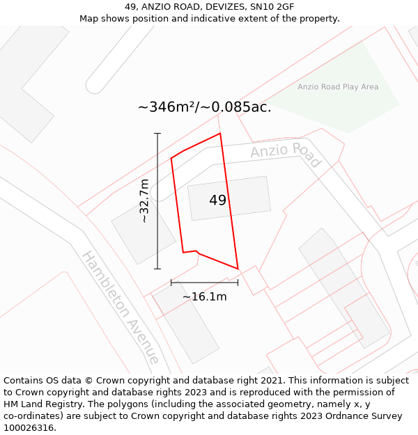 49, ANZIO ROAD, DEVIZES, SN10 2GF: Plot and title map