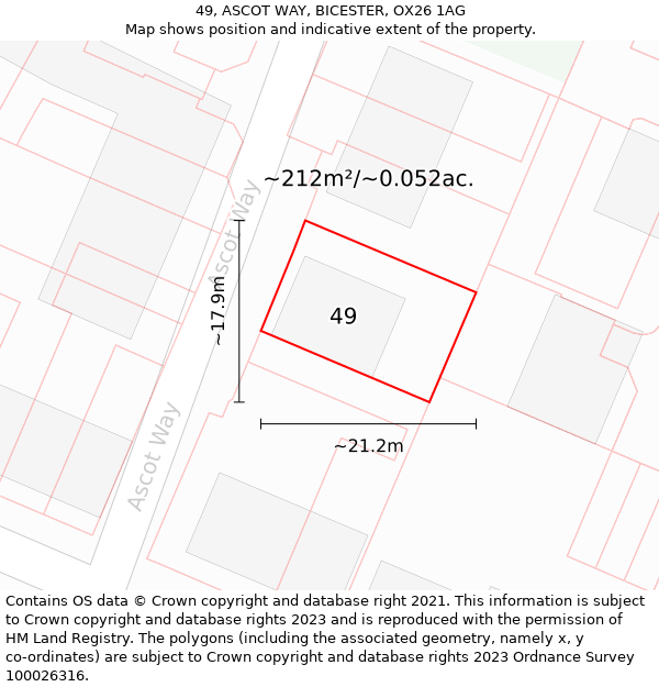 49, ASCOT WAY, BICESTER, OX26 1AG: Plot and title map