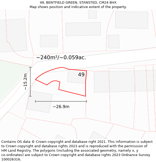 49, BENTFIELD GREEN, STANSTED, CM24 8HX: Plot and title map