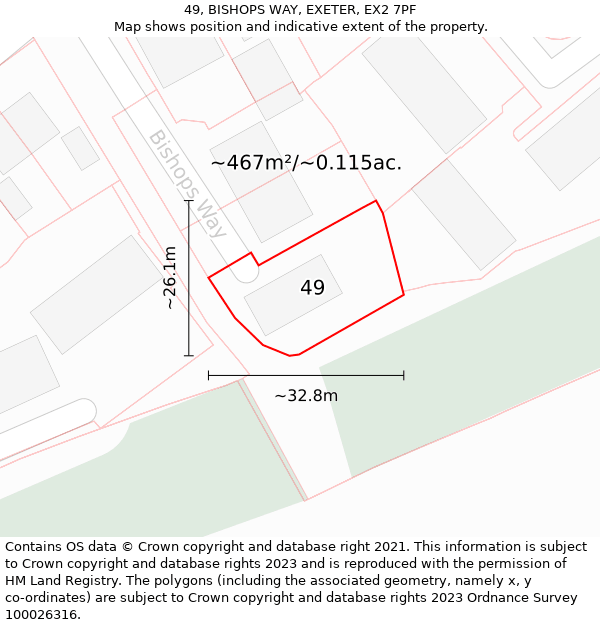 49, BISHOPS WAY, EXETER, EX2 7PF: Plot and title map