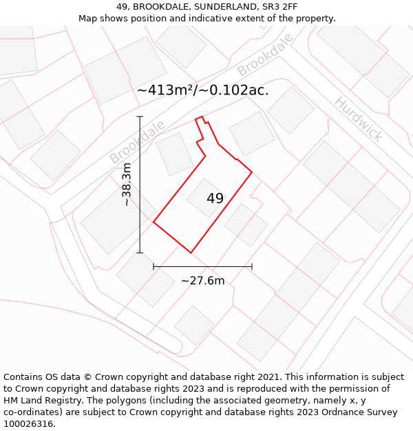 49, BROOKDALE, SUNDERLAND, SR3 2FF: Plot and title map