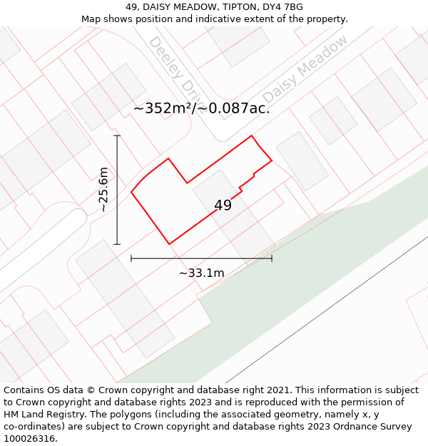 49, DAISY MEADOW, TIPTON, DY4 7BG: Plot and title map