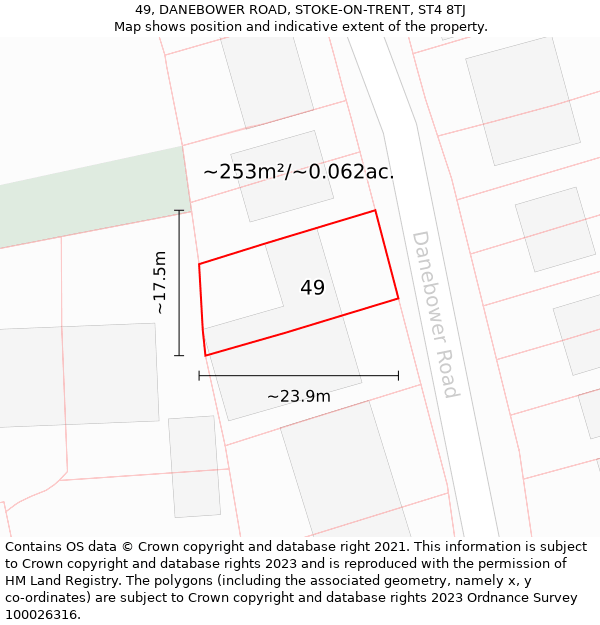 49, DANEBOWER ROAD, STOKE-ON-TRENT, ST4 8TJ: Plot and title map