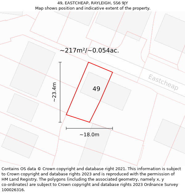 49, EASTCHEAP, RAYLEIGH, SS6 9JY: Plot and title map