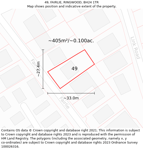 49, FAIRLIE, RINGWOOD, BH24 1TR: Plot and title map