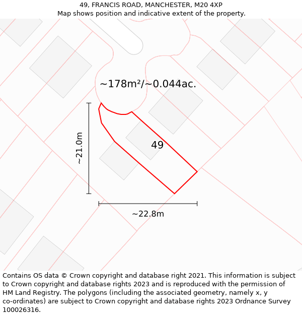 49, FRANCIS ROAD, MANCHESTER, M20 4XP: Plot and title map