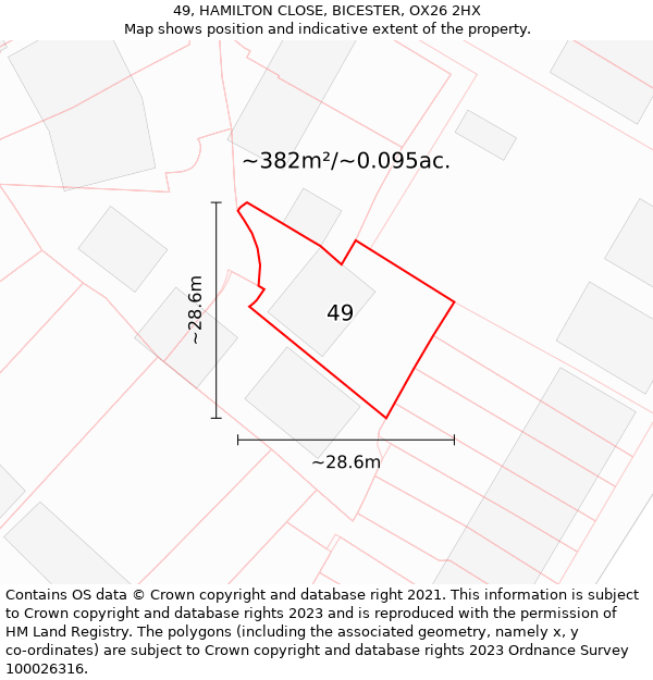 49, HAMILTON CLOSE, BICESTER, OX26 2HX: Plot and title map