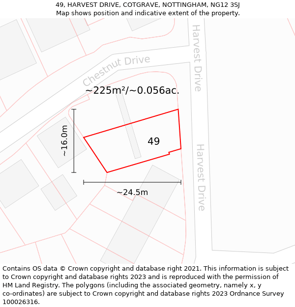 49, HARVEST DRIVE, COTGRAVE, NOTTINGHAM, NG12 3SJ: Plot and title map