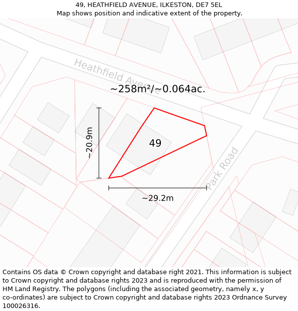 49, HEATHFIELD AVENUE, ILKESTON, DE7 5EL: Plot and title map