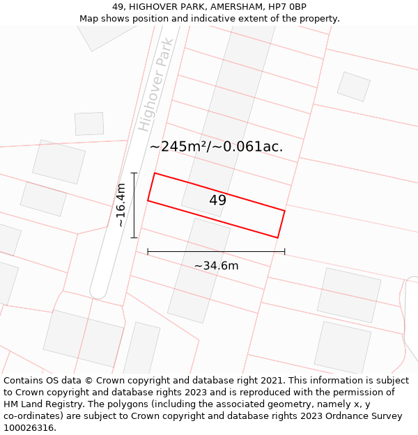 49, HIGHOVER PARK, AMERSHAM, HP7 0BP: Plot and title map