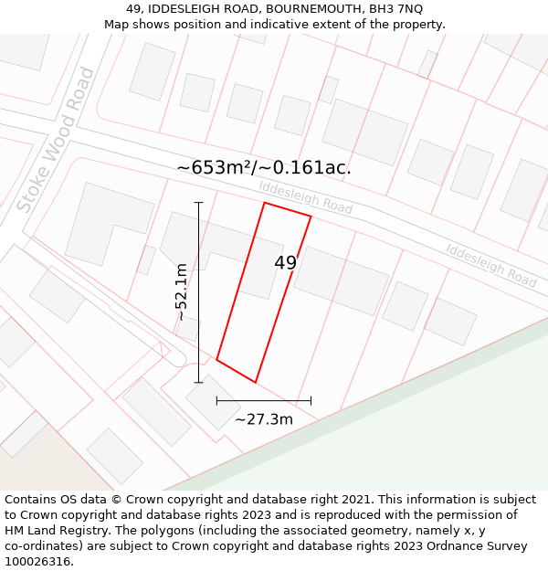 49, IDDESLEIGH ROAD, BOURNEMOUTH, BH3 7NQ: Plot and title map