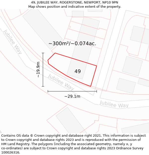 49, JUBILEE WAY, ROGERSTONE, NEWPORT, NP10 9PN: Plot and title map
