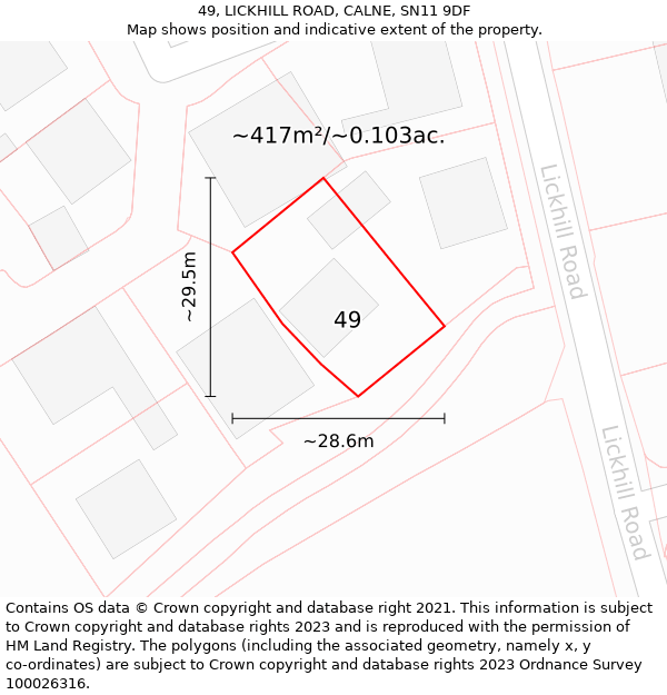 49, LICKHILL ROAD, CALNE, SN11 9DF: Plot and title map