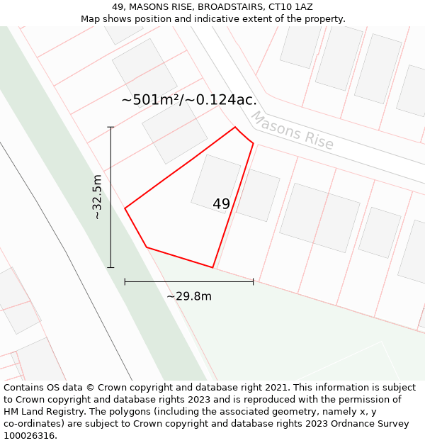 49, MASONS RISE, BROADSTAIRS, CT10 1AZ: Plot and title map