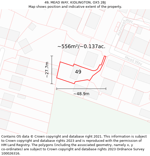 49, MEAD WAY, KIDLINGTON, OX5 2BJ: Plot and title map
