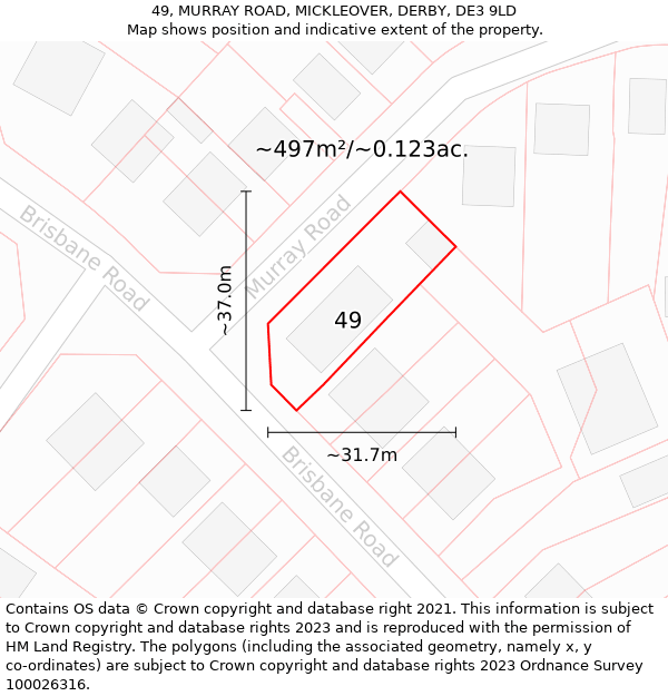 49, MURRAY ROAD, MICKLEOVER, DERBY, DE3 9LD: Plot and title map