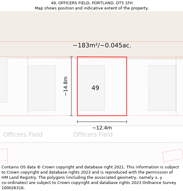 49, OFFICERS FIELD, PORTLAND, DT5 1FH: Plot and title map