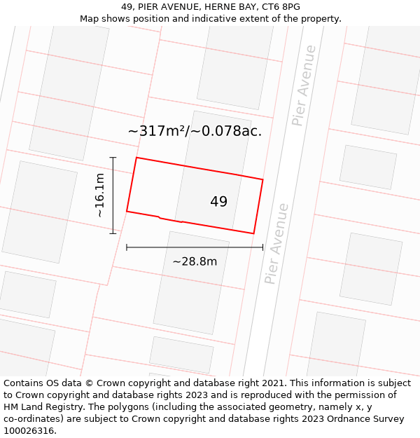 49, PIER AVENUE, HERNE BAY, CT6 8PG: Plot and title map