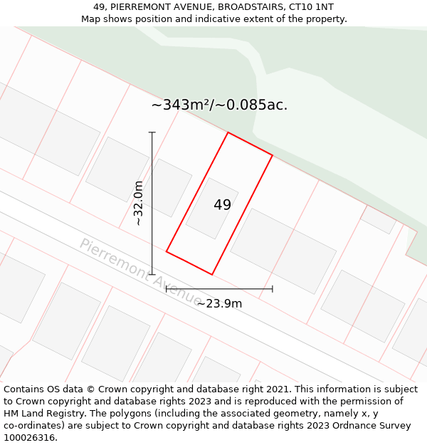 49, PIERREMONT AVENUE, BROADSTAIRS, CT10 1NT: Plot and title map