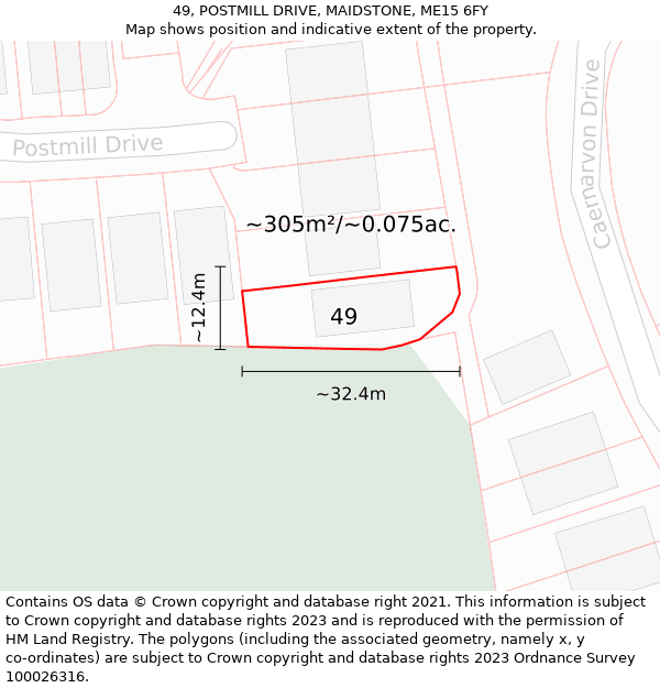 49, POSTMILL DRIVE, MAIDSTONE, ME15 6FY: Plot and title map